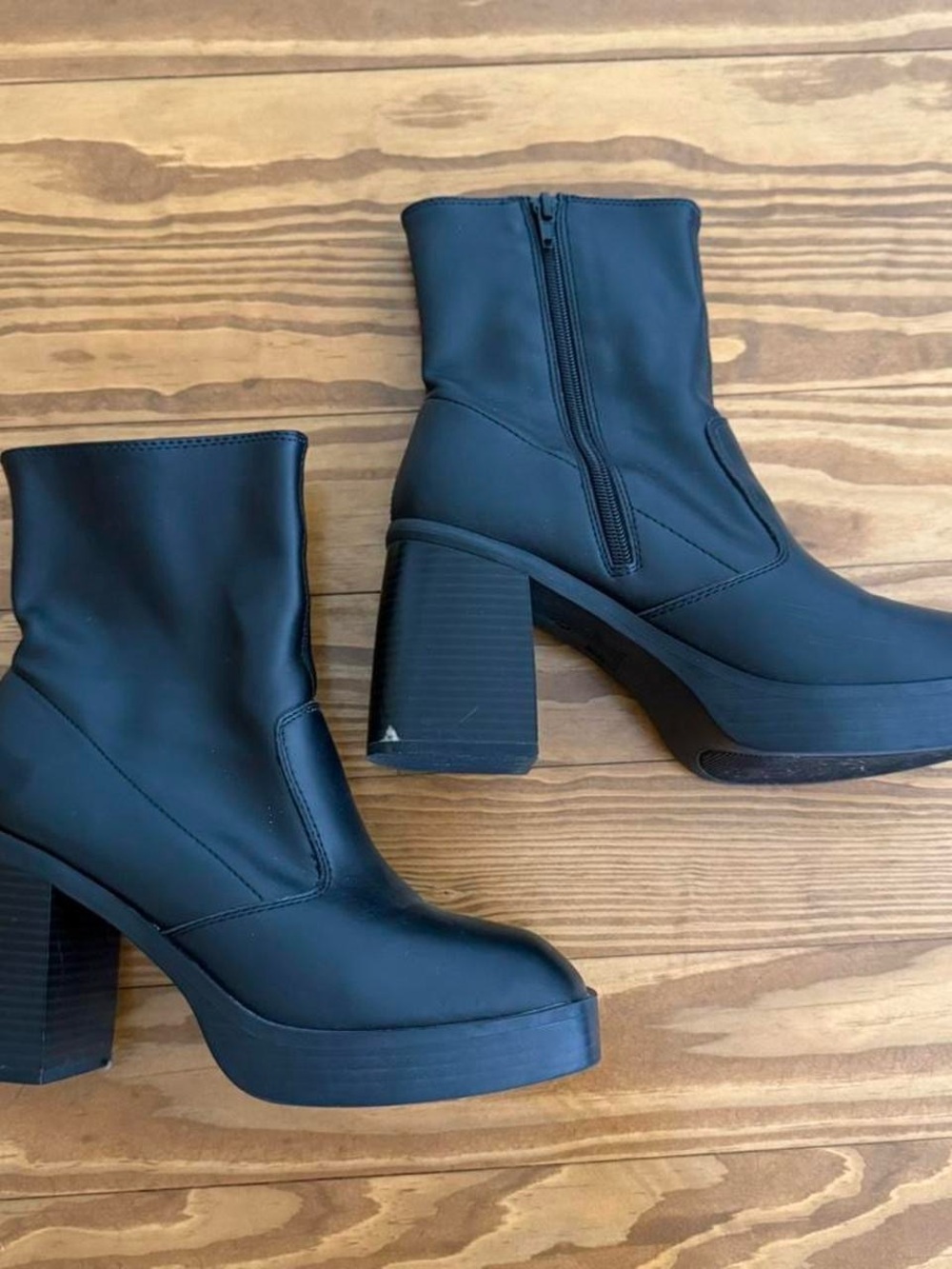 MIA Women's Black Platform Block Heel Ankle Boots Size 8